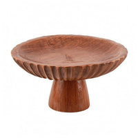 Tabletop Fruit Tray Carved Wooden Fruit Tray Round Wooden Serving Bowl