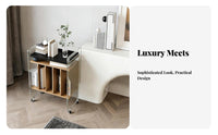 2-Tier Clear Rolling Stand Light Luxury Artistic Look Mobile Furniture Transparent Look Transparent Design for Living Room