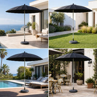 Patio Umbrella with Base Heavy Duty Market Umbrella with Weighted Base Wheeled for Garden, Backyard, Poolside