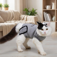 Cat Recovery Suit Post Surgery Cat Clothing, Full Body Sleeved Post Operative Cat Wear, Snap Buttons Back Recovery Anti-Lick Soft Breathable Wear