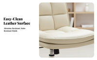 Armless Rolling Chair with Ribbed Back Height Adjustable for Study Room, Bedroom