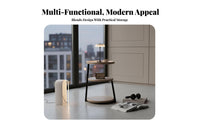 Curved Designd Nightstand Space-Saving Side Table Rounded Corners for Small areas
