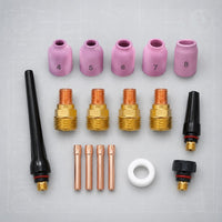 17 Pieces Welding Torch Consumables Kit Ceramic Cups Welding Torch Consumables Set Industrial Tool for Workshop