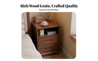 Multi-Storage Nightstand Walnut Finish Single-Drawer Cabinet with Shelf