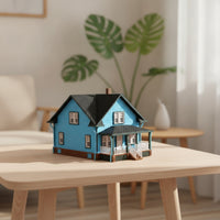 Model House with Porch Finished Scale Model House Detailed for Collectors