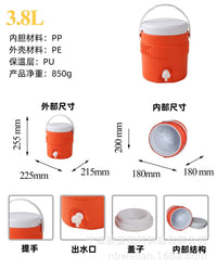 3.8L食品级塑料圆形保温桶 带水龙头商用牛奶饮料手提 冷藏保温壶