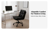 Armless Upholstered Wheeled Chair 360-Degree Rotating Upholstered Rolling Chair Ergonomic Ergonomic Spineing Floorfloor-Safe