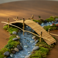 Chinese Style Retro Bamboo Dry Bridge Miniature Landscape Ornament