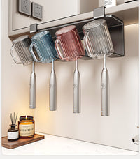 Wooden Toothbrush Holder and Cup Rack for Bathroom Mirror Cabinet - No Drilling