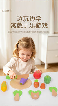 Wooden Pretend Play Food Toy Set for Kids - Seafood Cutting Toy