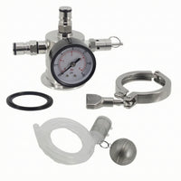 Ball Lock Keg Lid with Floating Tube Tube Stainless Steel Keg Lid with Pressure Gauge for Homebrewers, Closed Transfers