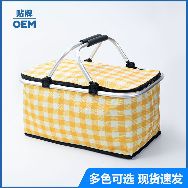 Insulated Picnic Basket, Foldable Outdoor Cooler Bag, Portable Lunch Bag