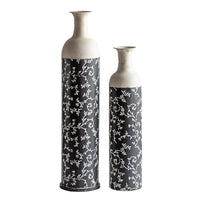 Vintage Iron Floor Vase with Floral Design for Living Room Decor
