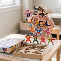 Wooden Strongman Stacking Balance Blocks for Kids, Educational Toy for Early Learning