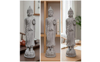 Antique-Style Standing Buddha Statue Textured Buddha Statue with Lotus Pedestal Tall Standing Resin Figurine Sculptural for Buddhists, Practitioners, Meditation Corner, Tea Room, Courtyard, Temple