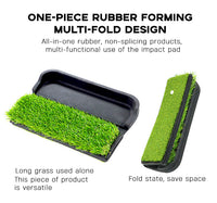 Golf Three-Fold Hitting Mat with Tray, Foldable, Two-Tone Grass, Portable Practice Mat