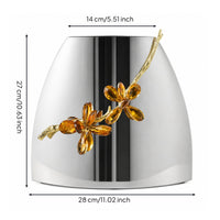 Vase with Crystal Ornament Reflective Stainless Steel Vase Sleek Design for Entryway