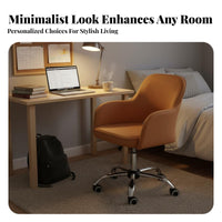 Upholstered Rolling Armchair Adjustable Height Desk Chair for Study Room, Adults