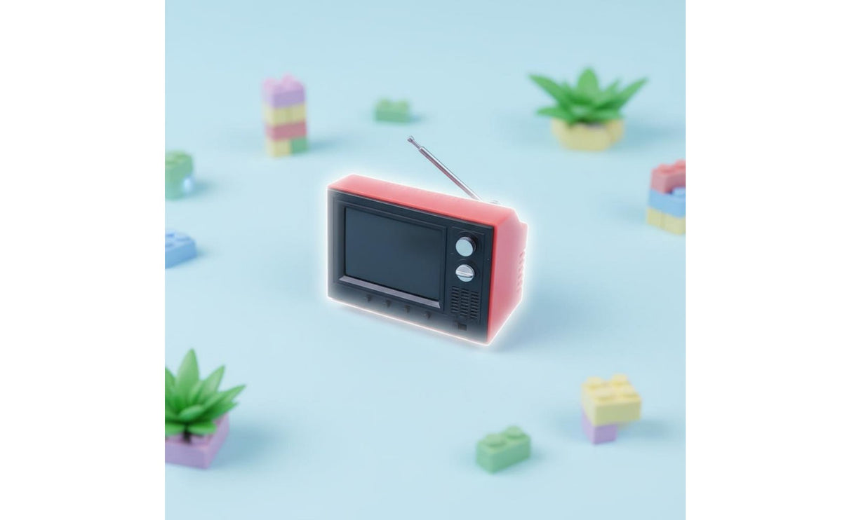 Playable Mini TV Plays Footage 1:12 Scale Television 8G Internal Storage Retro Dollhouse TV for Collectors, Hobbyists