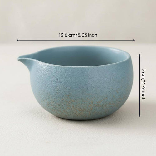 Matcha Bowl with Spout Handmade Ceramic Matcha Whisking Bowl Textured Finish Japanese Style