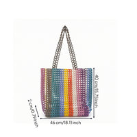 Beaded Tote Bag Colorful Beaded Bag Boho Woven Tote for Daily Use