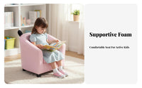 2 Pieces Crown-Shaped Chair with Footrest Matching Ottoman for Toddlers, Parents