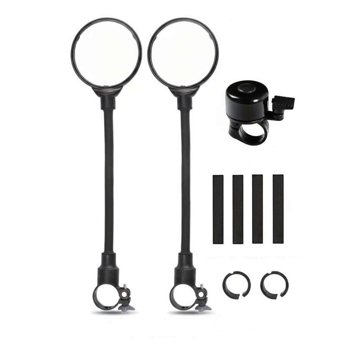 360 Rotation Bike Mirror  Set Shockproof Adjustable Bike Back View Mirror Kit  Scratch Resistant Lens for Commuters