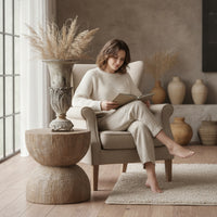 Vase with Pedestal Base Antique-Inspired Vessel Rustic for Tabletop Styling