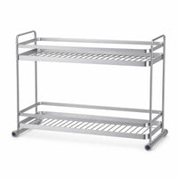 Sturdy Two-Tier Storage Rack Brushed Silver Countertop Organizer for Kitchen