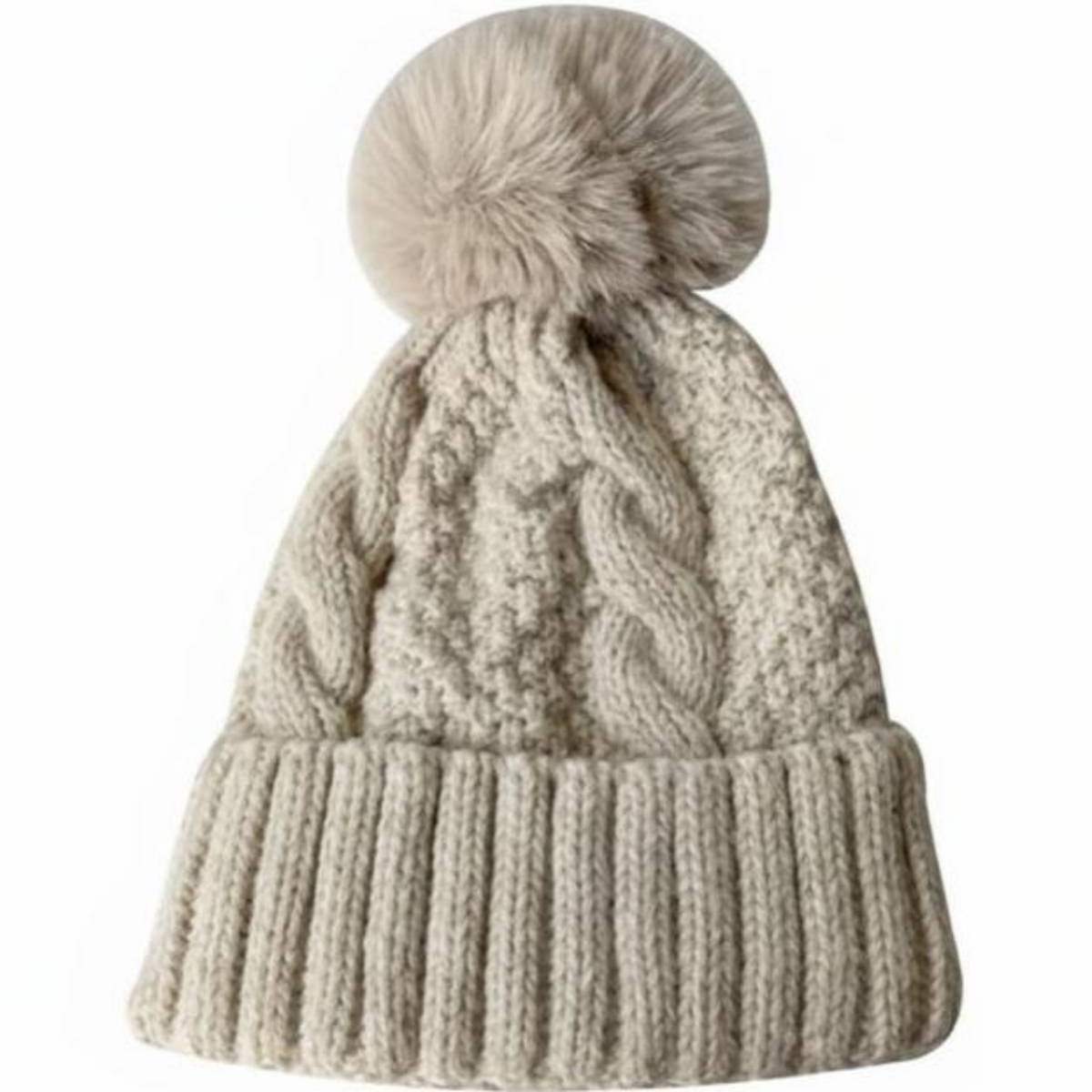 Women's fleece-lined knit hat, thick and warm