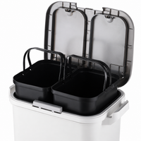 Trash Can, Dust Box, Stylish, Slim, Pedal-Operated, White, 2-Compartment, With Lid