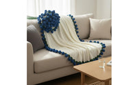 Floral Bouquet Blanket Romantic Gift Convertible Bouquet Throw 2-in-1 Design Knitted Rose Throw for Women, Valentine's Day, Living Room