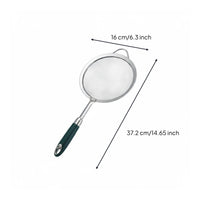 Fine-Mesh Strainer Spoon Long Handle Round Mesh Skimmer Spoon Polished Finish Cooking Utensil