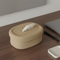 Cotton Rope Tissue Holder Handmade Desktop Organizer Japanese Design