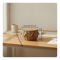 Woven Paper Rope Basket Material Lidded Storage Basket Rustic Edge Storage Box for Crafters, Bedroom