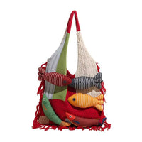 Tote Bag with Fish Appliques Boho Bag with Fish Applique Soft for Errands, Women