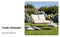 4 Pieces Nordic design 4-Piece Wicker Seating Group Waterproof 4-Piece Rattan Sofa Set Minimalist Design Outdoor Furniture Weather withstandant for Homeowners, Families, Adults, Patio, Garden, Balcony, rearyard