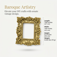 Miniature Baroque Photo Frame, Vintage Resin Craft Embellishment, Dollhouse Ornate Detail, DIY Art Project Accessory, Photo Props Vintage