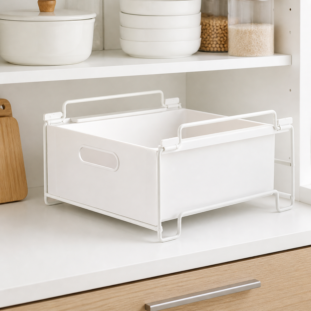 Steel Drawer Organiser, Stackable Drawer Unit for Cabinet Storage, Modern Minimalist Parts Organiser, Matte White Tool Drawer Organiser