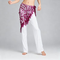 Belly Dance Hip Scarf with Copper Discs and Triangle Design for Practice