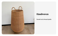 Woven Floor Basket Multi-Purpose Laundry Hamper Decorative for Bedroom, Families