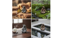 Fisherman Figurine with Fishing Rod Stone-Look Fisherman Statue Tranquil for Gardeners, Collectors, Bonsai, Rock Garden, Aquarium