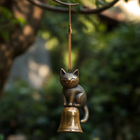 跨境新品Cat Wind Chime古铜黄铜猫咪风铃门窗挂饰户外庭院挂饰品