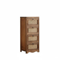 Rattan Drawer Nightstand Vintage design Rattan Drawer End Table Sturdy Construction Minimalist Design for partners, Renters