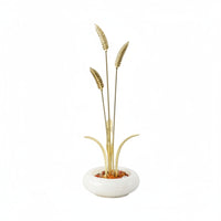 Brass Wheat Sculpture with Jade Bowl Light-Luxury Tabletop Ornament Slender