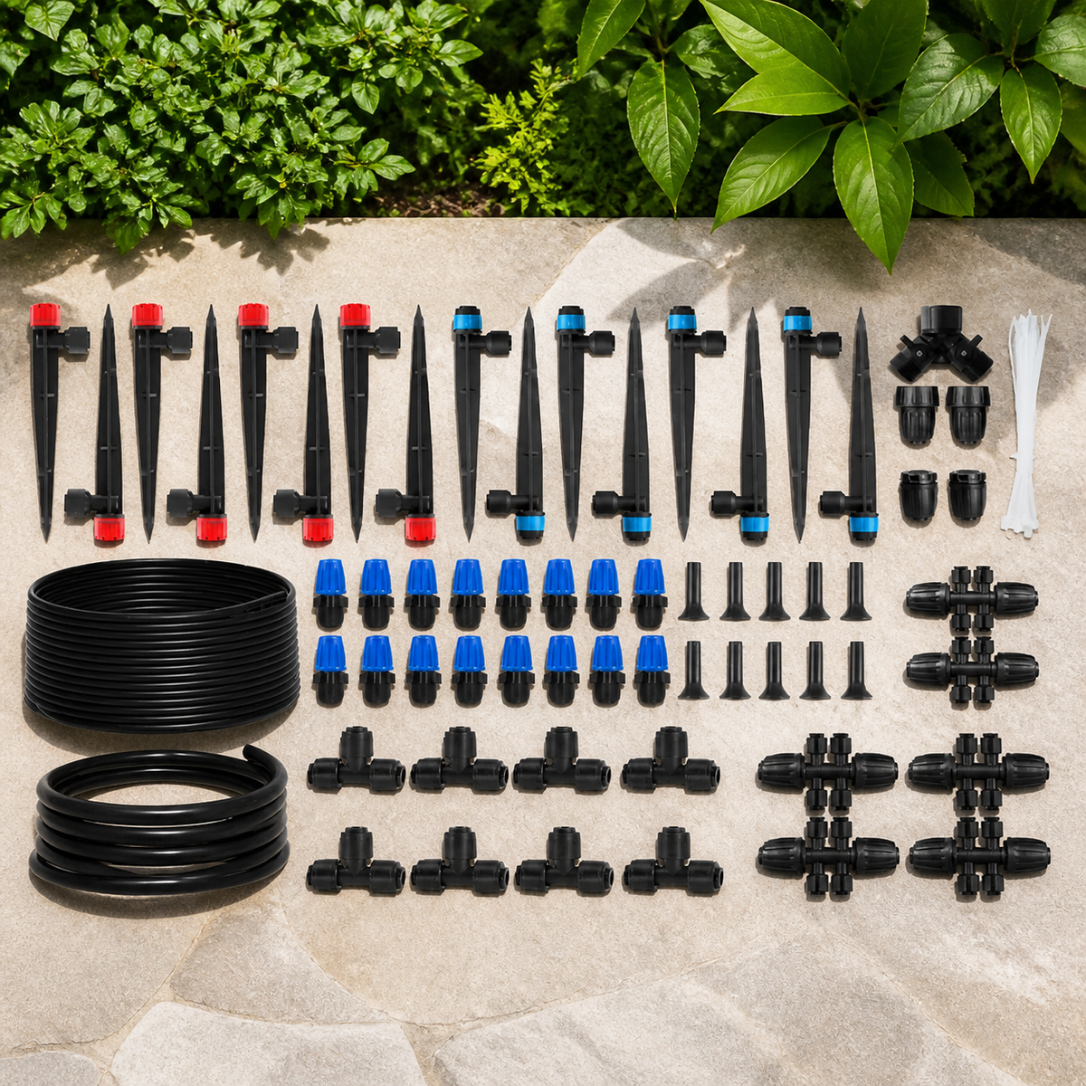 Irrigation System for Home Gardening, 40FT+160FT Poly Pipe Irrigation System, Water Saving Garden Irrigation Tubing for Agricultural Production