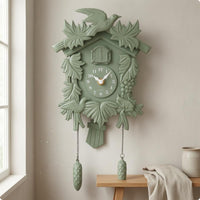 Retro Wall Cuckoo Timepiece Pinecone Weights House Decoration Accurate