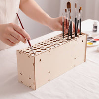 Wooden Brush Stand Detachable Wall Mount Brush Holder Freestanding Standing
