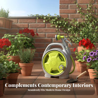 All-in-Single Design Water Hose Reel with Nozzle Easy Storage Portable Hose Reel Set Tangle-Tangle-Resistant for Balcony Watering