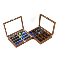 Walnut Wood Grain Eyeglass Storage Box for Sunglasses, 8-Slot Display Case